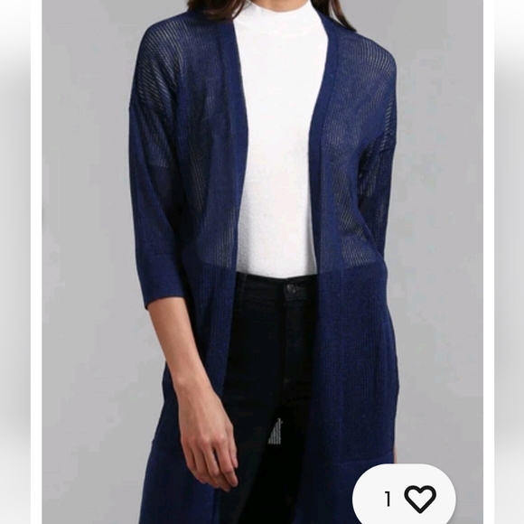Gap Navy Blue Mesh Open-Front Cardigan Sweater Sz M NWT - Picture 1 of 7